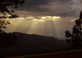 Sun rays breaking though the clouds on the way back to Comayagua