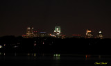 VIEW OF DOWNTOWN DALLAS FROM WHITE ROCK LAKE AT NIGHT
