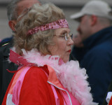 DECKED OUT IN HER FASHIONABLE PINK OUTFIT