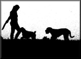 GIRL AND HER PUPS
