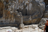 A ship carved in rock, at the acropolis in Lindos