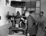 Evelyn Turner 18  welder. She is shown welding a Bren gun magazine at the John Inglis Co. Bren gun plant may 1941