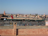 on the roof of the Hotel Ali looking down at the Djemaa el-Fna
