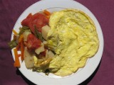 back for late lunch of omlettes with veggies 30 Dh