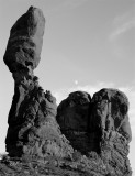 Balanced Rock at Sunset with Moon black and white.jpg