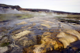 Steam and hot springs at Geysir site
