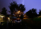 Thunder lightning over my neighbours house - Vxj Sweden 2006