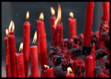 Burning candles in temple near Xian