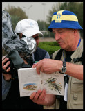 Christer showing the desert birds to cameraman