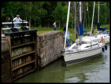 Sailboats passing through Gota Canal