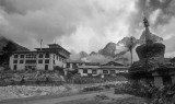 Thangboche monastery, black and white