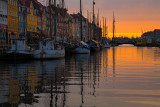 Boats in Nyhavn at sunrise