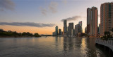 Brisbane - sunset view of Eagle Street Pier and highrises