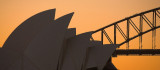 Opera House Sails and Harbour Bridge at sunset