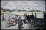Loading donkeys. There is always one bag left over. Bill checking his watch.