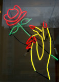 Neon hand and flower