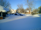 This is Brians truck on the left and my car on the right. Note that the snow is all the way up to the hood of my car!