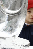 Ryan looks at ice sculpture