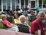 tuning up outside the clubhouse