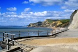 Cliffs and railings, West Bay