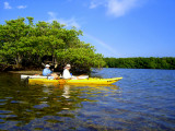 Barrier island  and kayakers