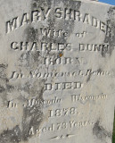 Mary Dunn grave stone. Took her life in Wis. River