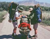 Kelty Kids Check P.A.Jeff's Load Before Leaving Weldon For Sierras