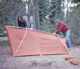 Weekend Hikers At Cliff Lake Oregon Set Up Their New Tent