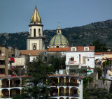 Vico Equense with church of San Ciro and Giovanni from footpath down to marina Seiano