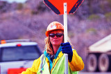 Flagwoman in the Colorado Mountains