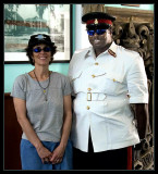 Phyllis and the Chief of Security at the Bahamian Parliament