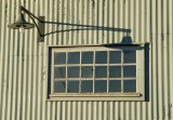 A window with a lamp