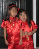After Chinese New Year Celebration, tired girls