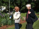 Kathy and mom enjoy the gardens; it was a little cool that morning!