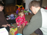 Sharma, Astrid, & Glenn opening gifts