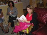 Sharma reading her moms card
