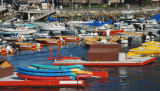 A colorful array of boats.
