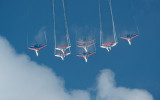 joint flight: MIG-29 x 4 fighters Strizhi (The Swifts) and Sukhoi SU-27 x 5 fighters The Russian Knights