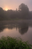 sun rising through the mist