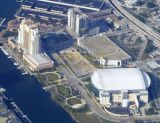 Aerial of downtown Tampa, Florida - St. Pete Times Forum