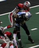 Grand Rapids Rampage DB Trey Bell right before stripping the ball