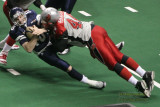 Grand Rapids Rampage lineman Bryan Henderson sacks Chicago Rush QB Matt D'Orazio