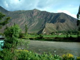 The scenic and lush Urubamba River Valley