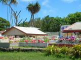 Graveyard with colorful decorations