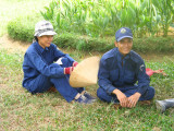 Workers resting in the shade