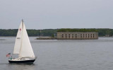 Sailboat with Fort Gorges