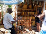 Woodcarver selling his wares