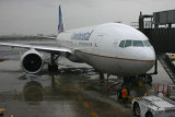 Departure from Newark in the rain