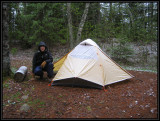 Liz with snow in Boundary Waters <div class=cr>©  Liz Stanley</div>