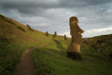 Moai at dusk, Rano Raraku.